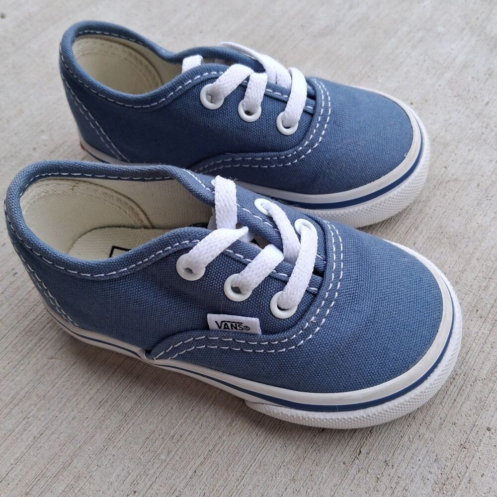 Vans Off The Wall Dusty Blue Tie Up Shoes Toddler 4.5 Excellent Condition Unisex